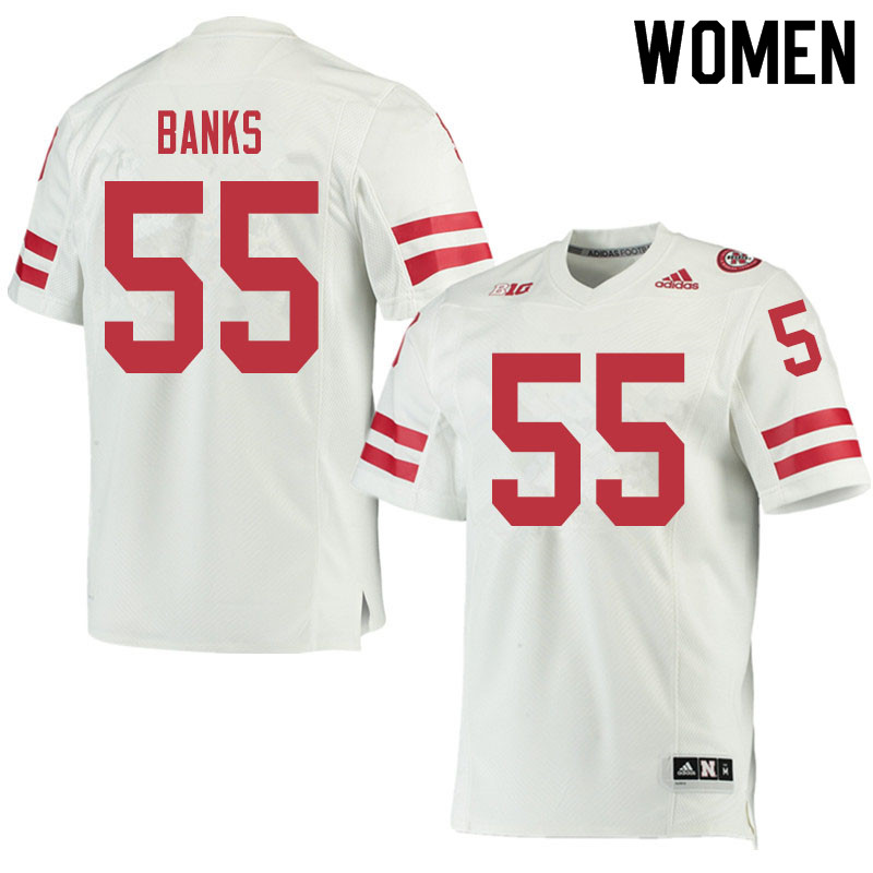 Women #55 Brig Banks Nebraska Cornhuskers College Football Jerseys Sale-White - Click Image to Close